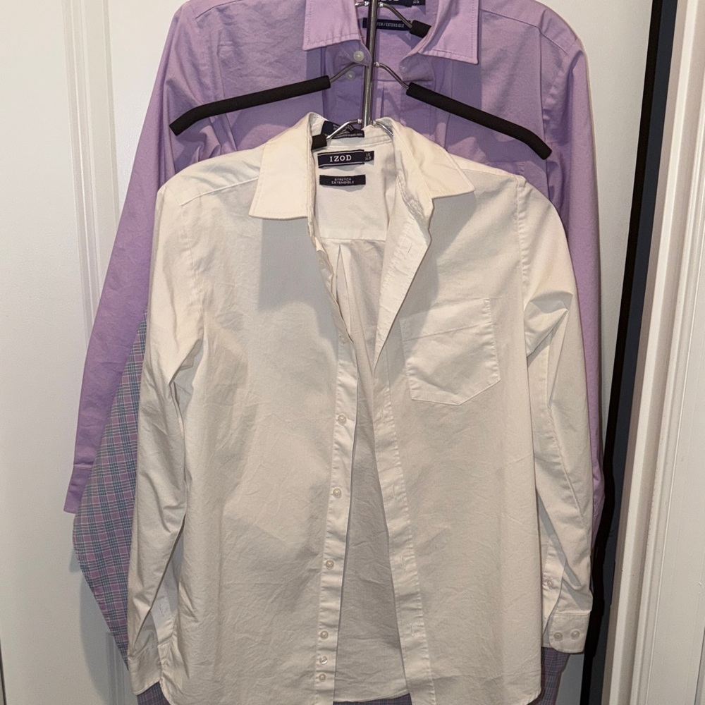 Izod Boy's Lavender and White Plaid Shirt Bundle - Picture 4 of 8
